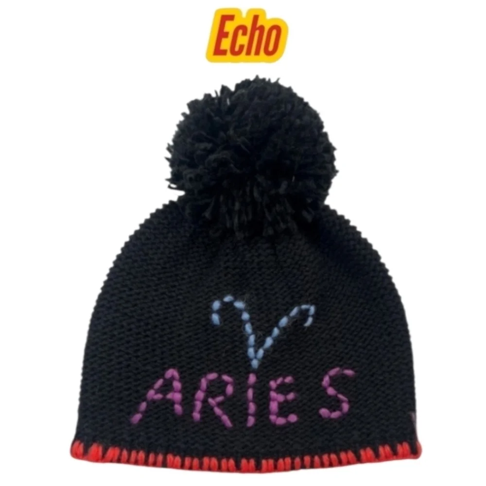 NWT Aries Black Knit Beanie with Pom Pom